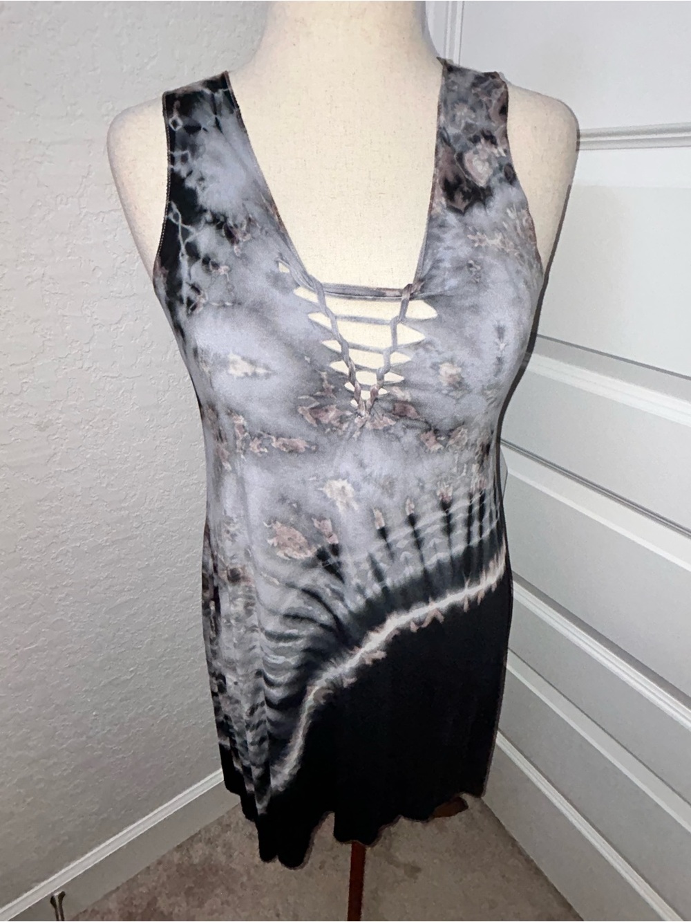Kamana Tie Dye Print 100% Rayon Asymmetrical Knee Length Dress